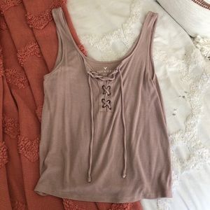 AE Soft and Sexy Ribbed Lace Up Tank